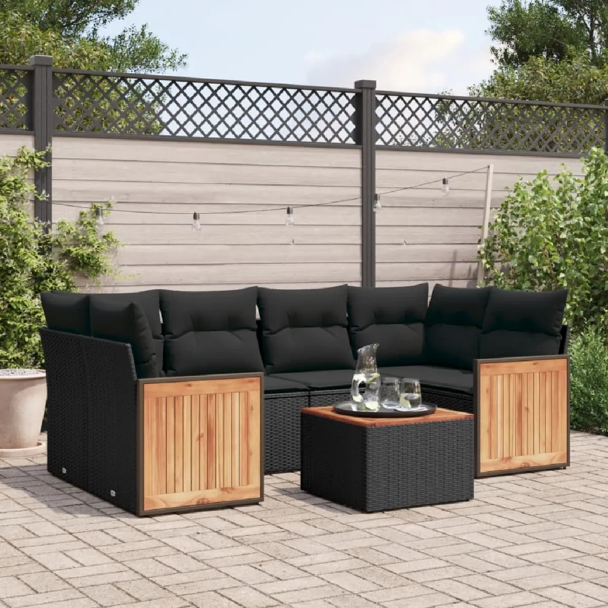 vidaXL Salon de jardin Résine tressée 7 pcs - vue 4