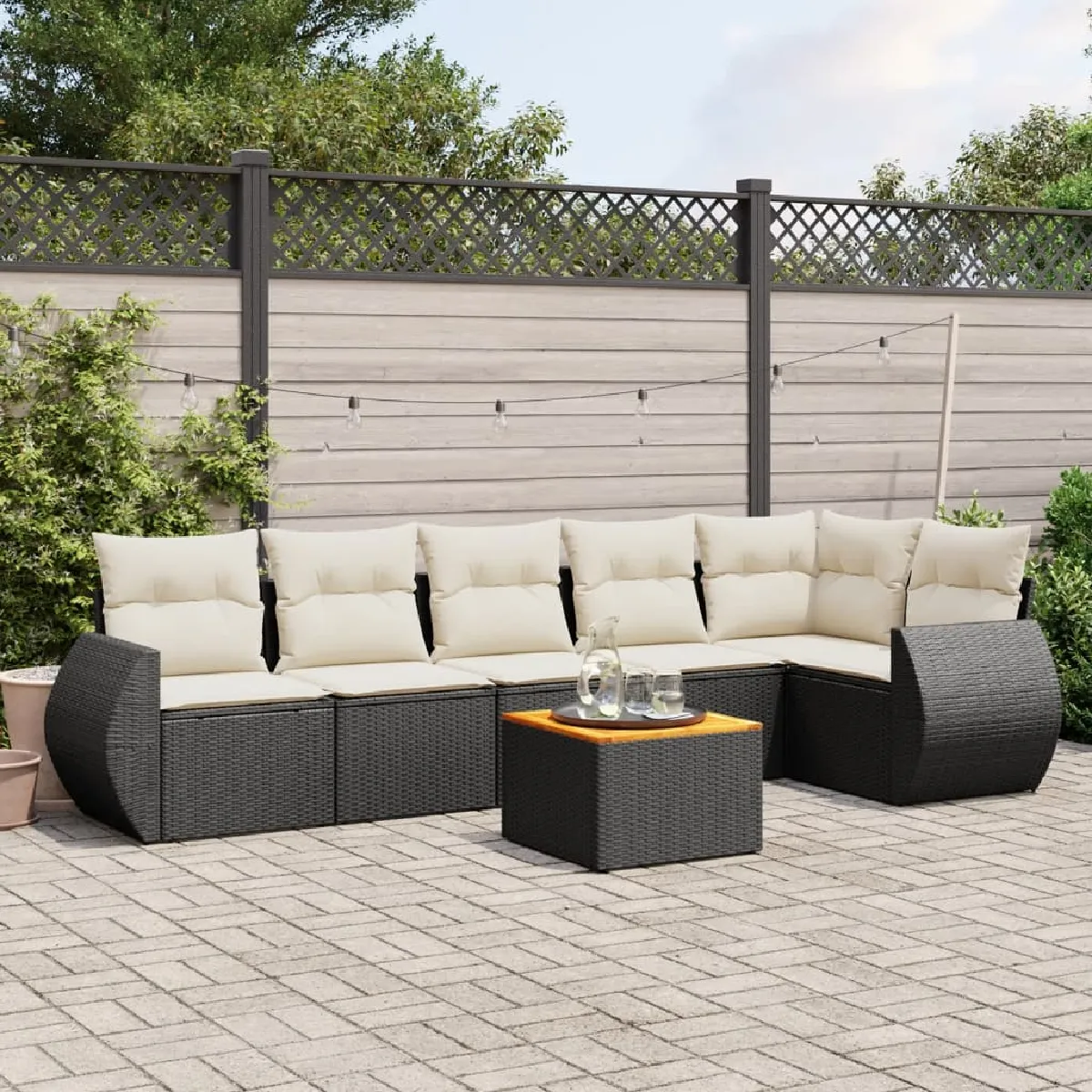 vidaXL Ensemble Salon de Jardin 7 pcs Résine Tressée - vue 7
