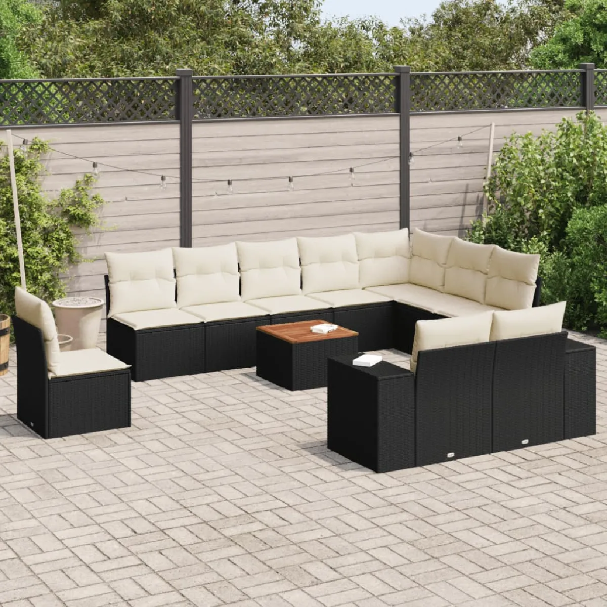 VIDAXL Salon de jardin 11 pcs - Noir
