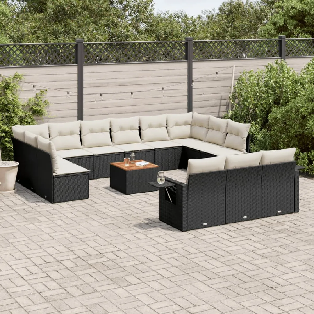 VIDAXL  Salon de jardin 14 pcs - Noir