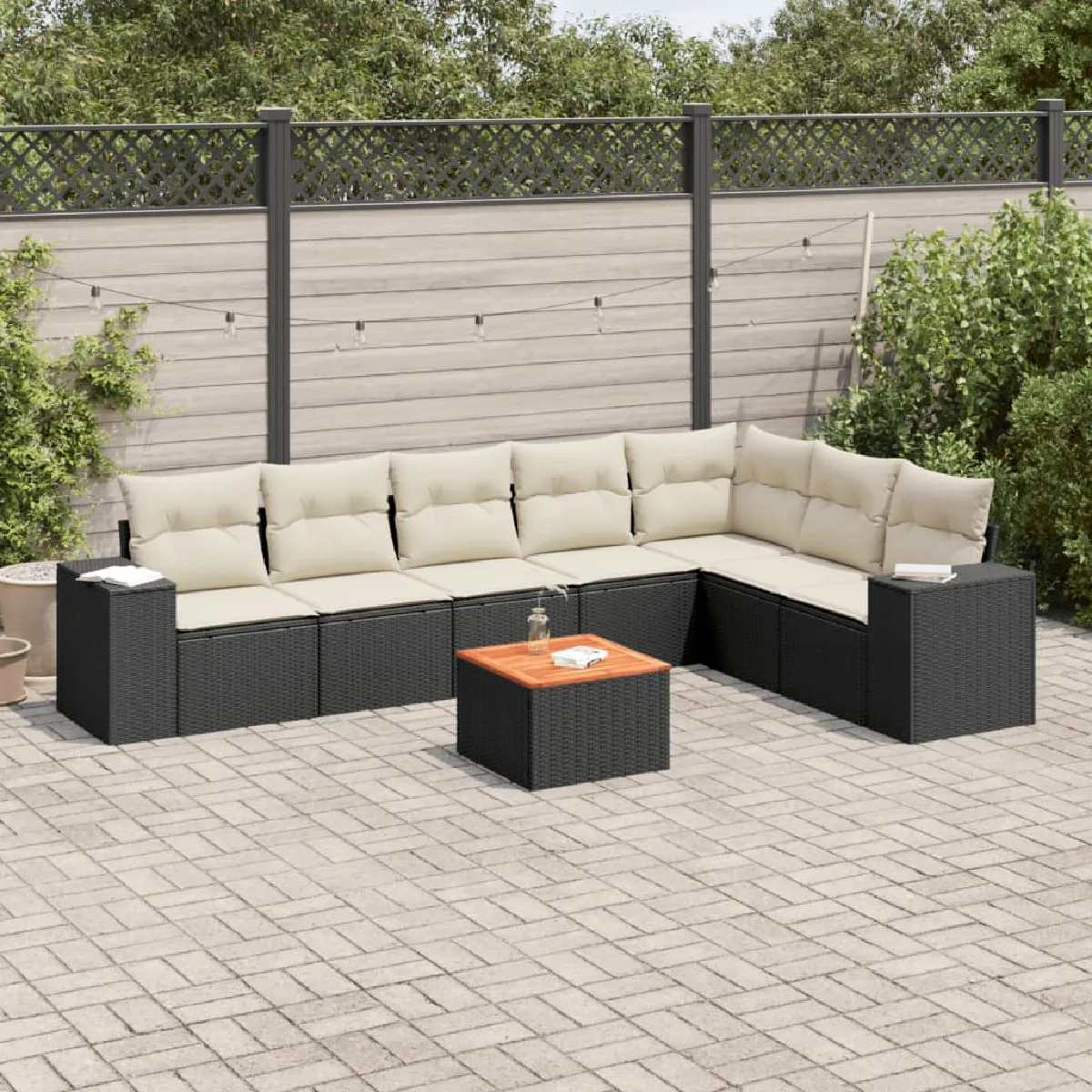 VidaXL Salon de jardin résine tressée 8 pcs - Noir
