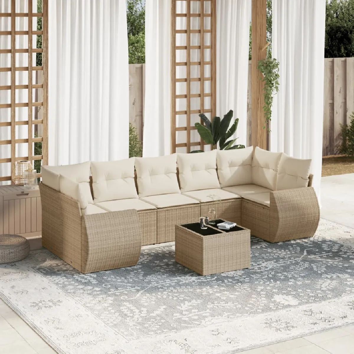 vidaXL Salon de jardin avec coussins 8 pcs résine tressée - vue 4