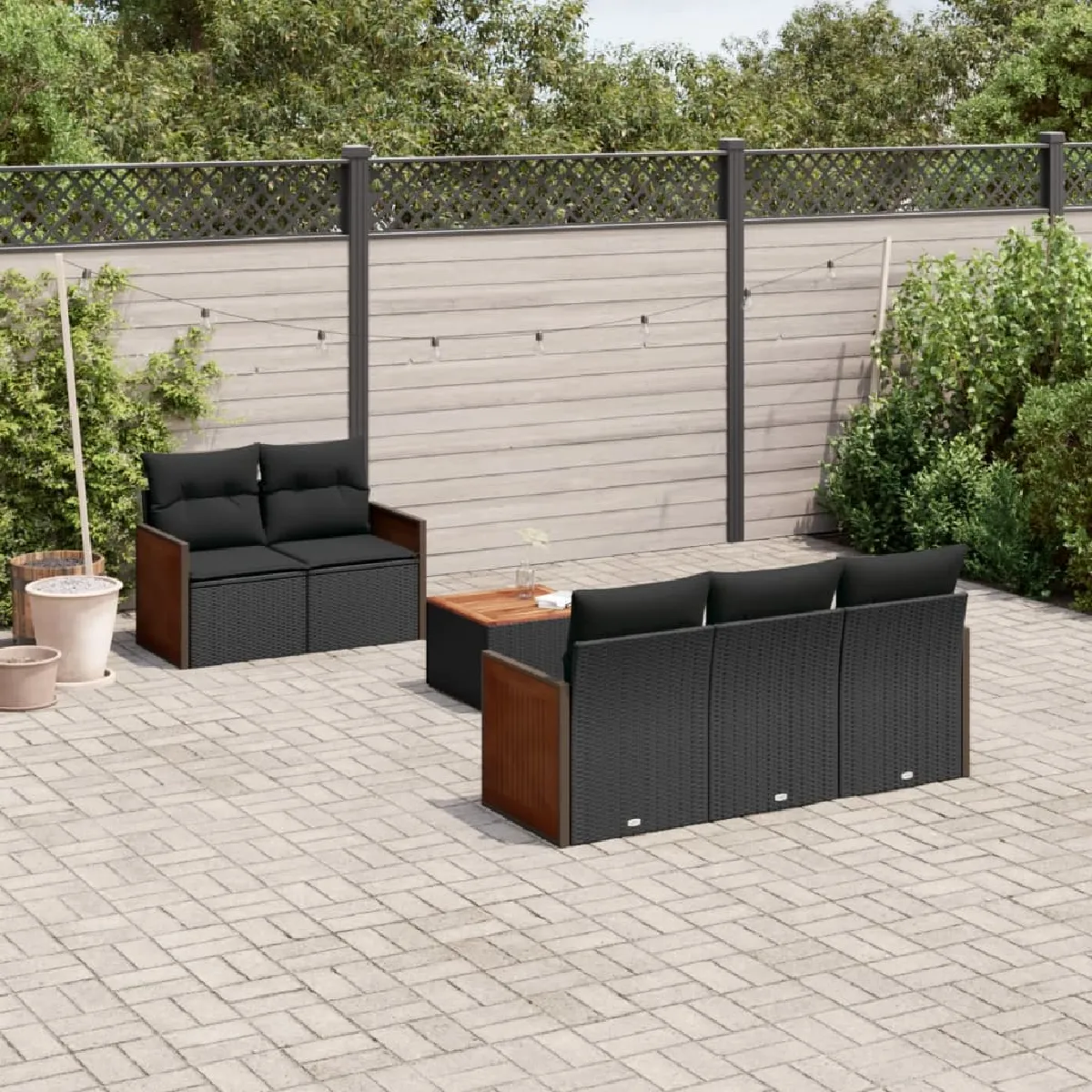 vidaXL Salon de jardin avec coussins 6 pcs résine tressée 3275128