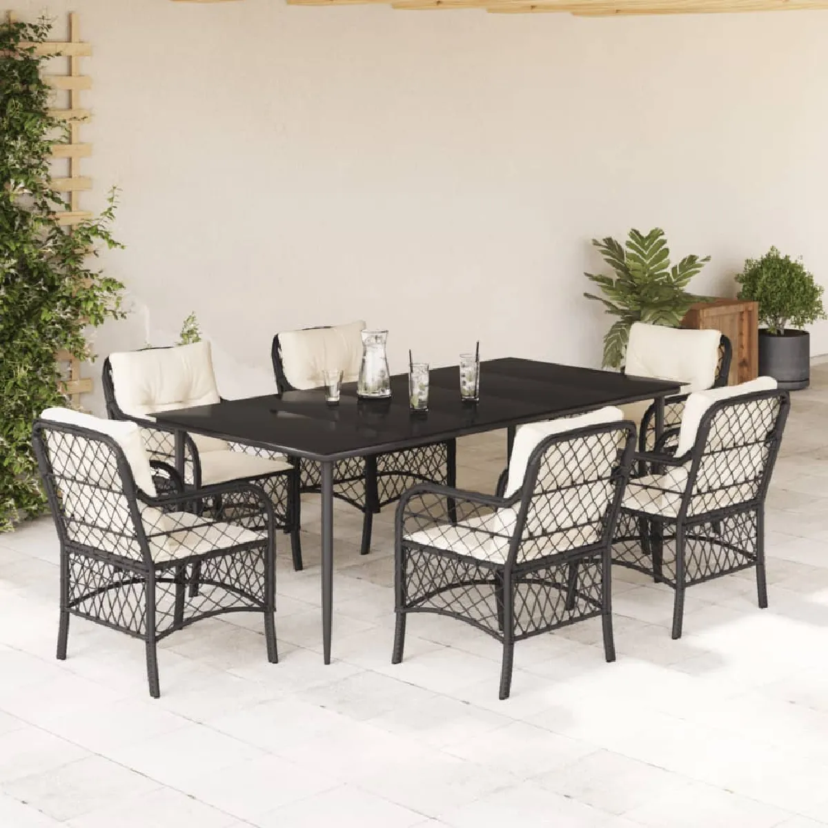 Ensemble à manger jardin 7 pcs rotin - vue 2