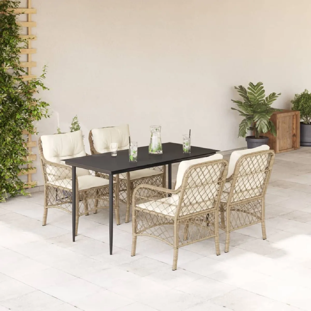 vidaXL Ensemble à manger 5 pcs poly rotin