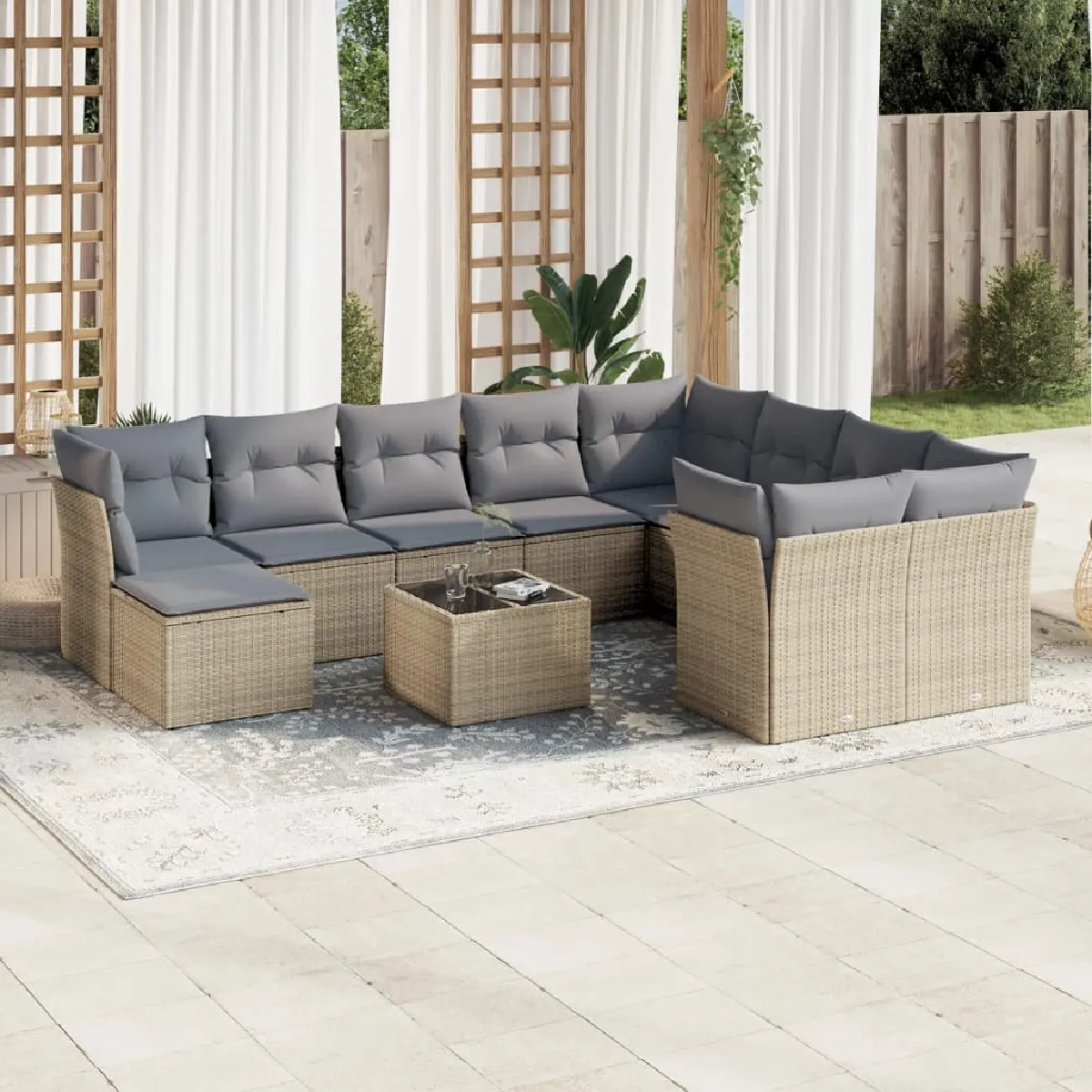 VIDAXL  Salon de jardin 11 pcs beige