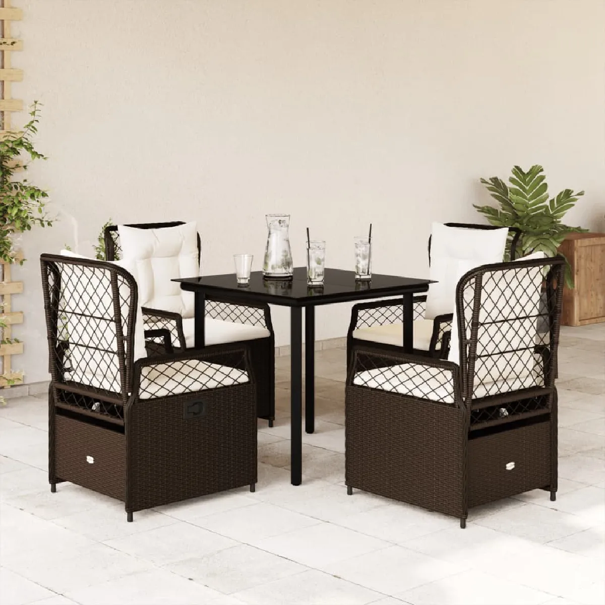 Vidaxl Marron Ensemble À Manger De Jardin