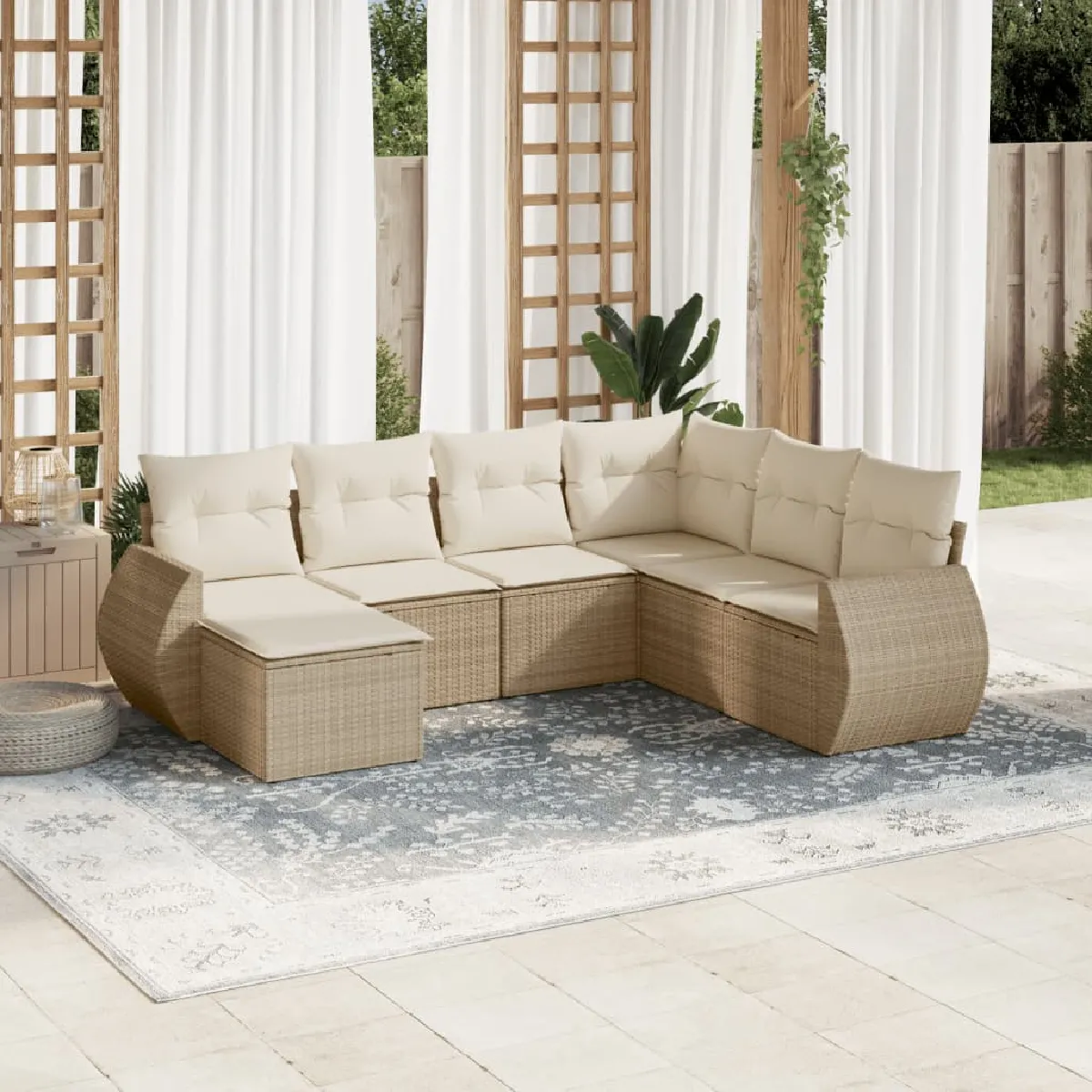 vidaXL Ensemble Salon de Jardin 7 pcs Résine Tressée - vue 5