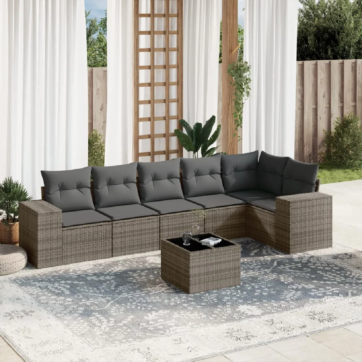 vidaXL Salon de jardin Résine tressée 7 pcs - vue 9
