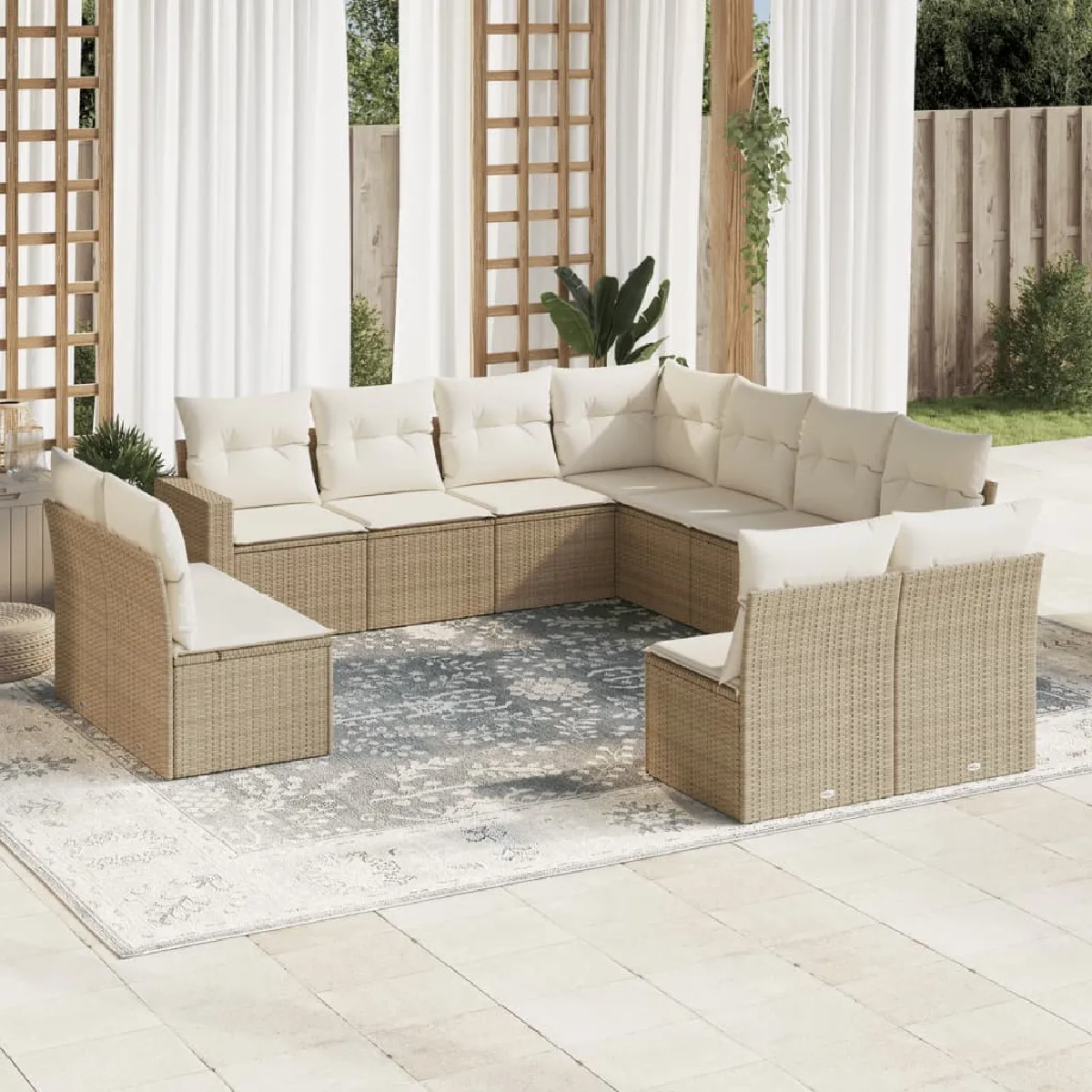 Salon de jardin vidaXL 11 pcs résine tressée - vue 8
