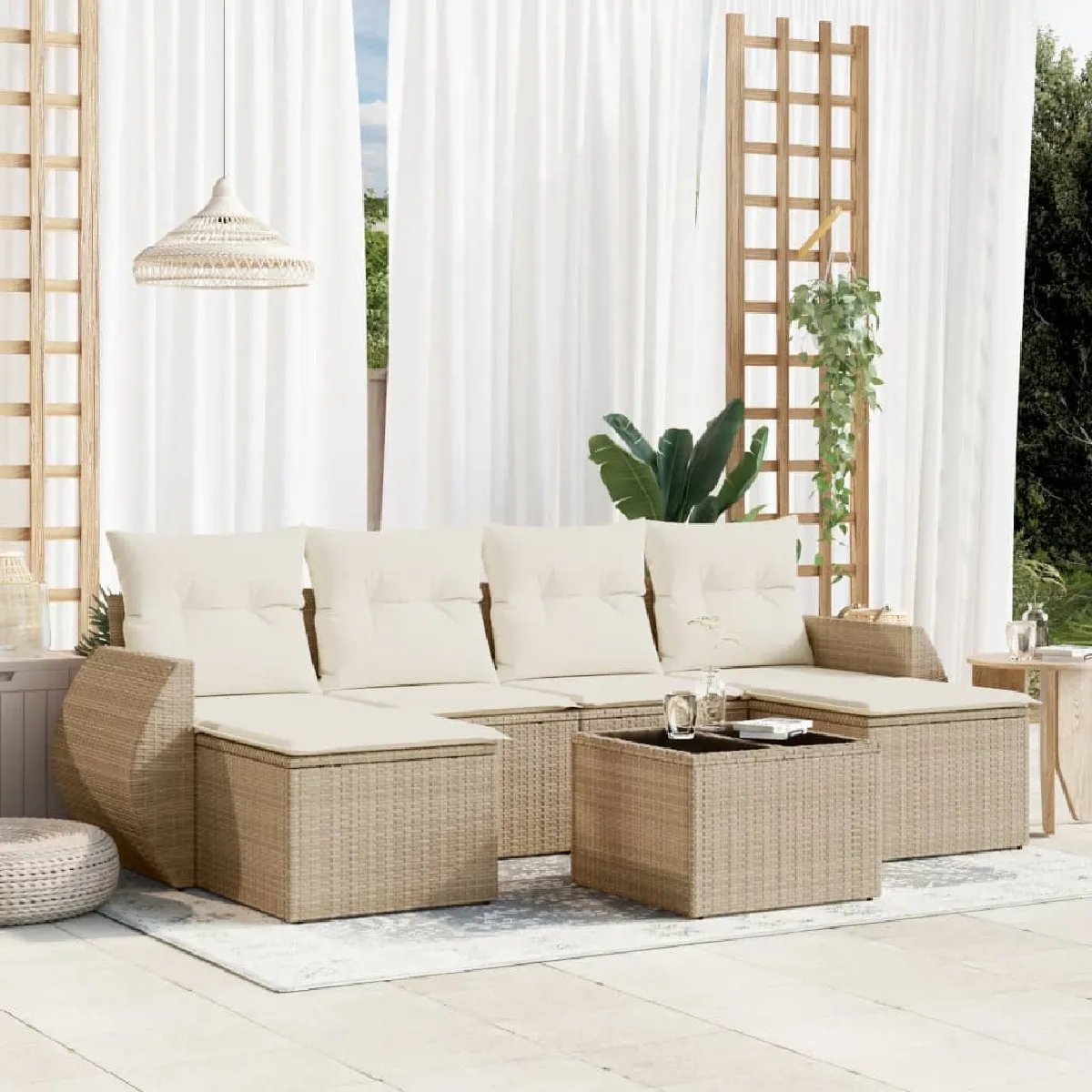 Salon de jardin VIDAXL 7 pcs résine tressée - vue 10
