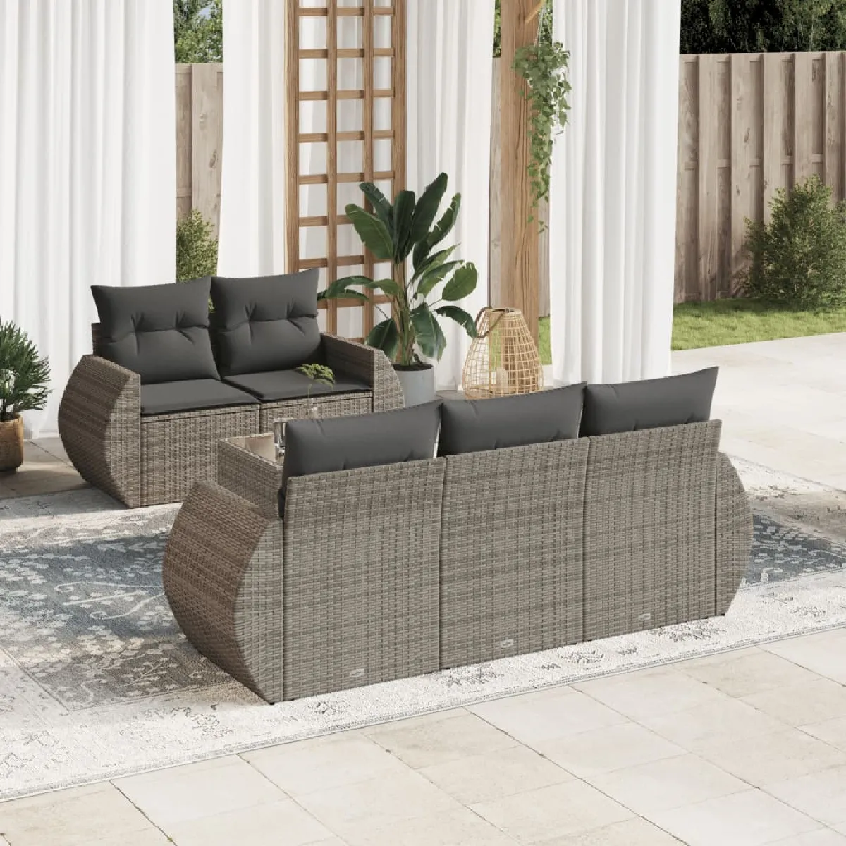 VIDAXL Salon de jardin 6 pièces avec coussins - vue 9