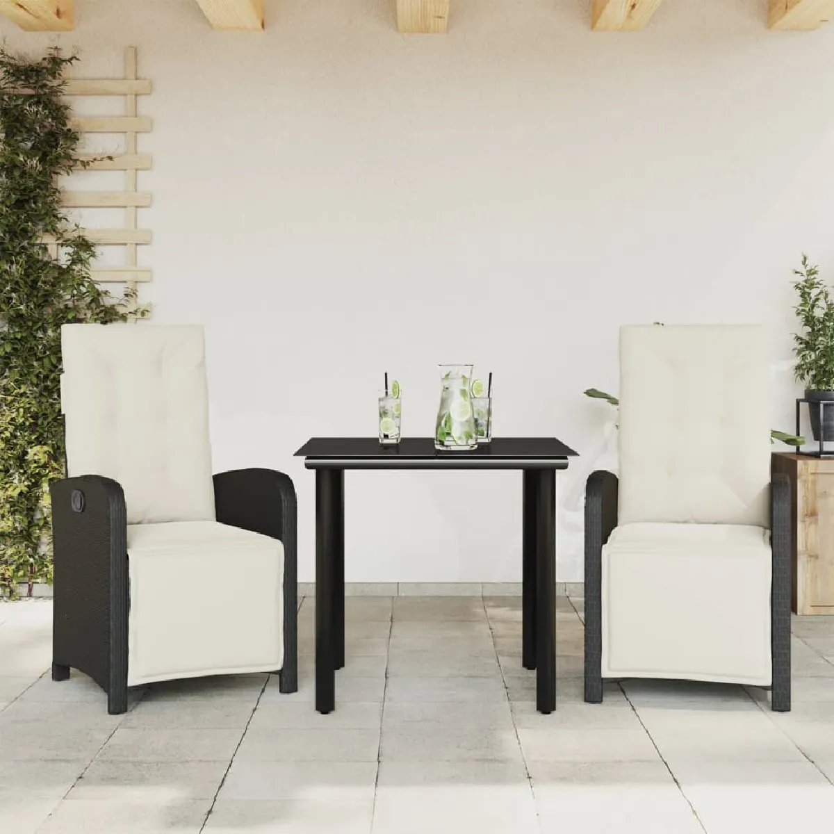 VIDAXL Ensemble de bistro 3 pcs - Noir résine tressée VIDAXL Ensemble de bistro 3 pcs - Noir résine tressée