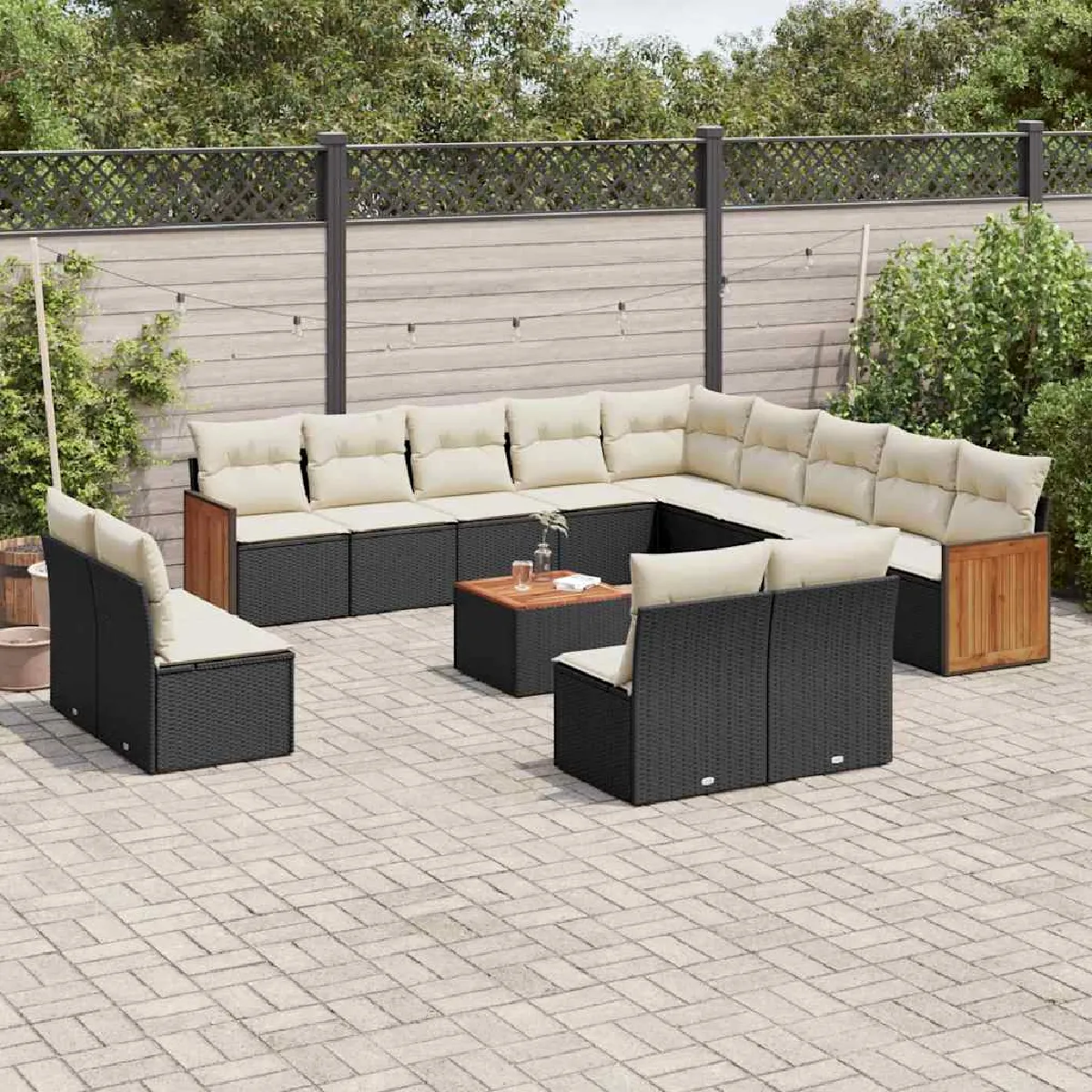 VIDAXL  Salon de jardin 14 pcs - Noir