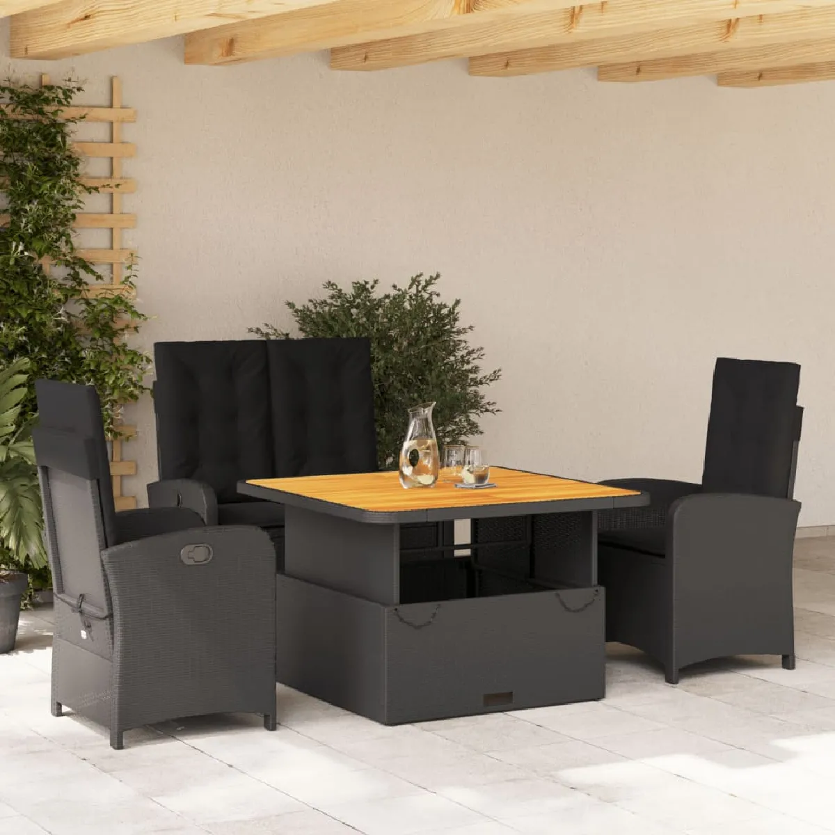 vidaXL Ensemble à manger de jardin 4 pcs Résine tressée