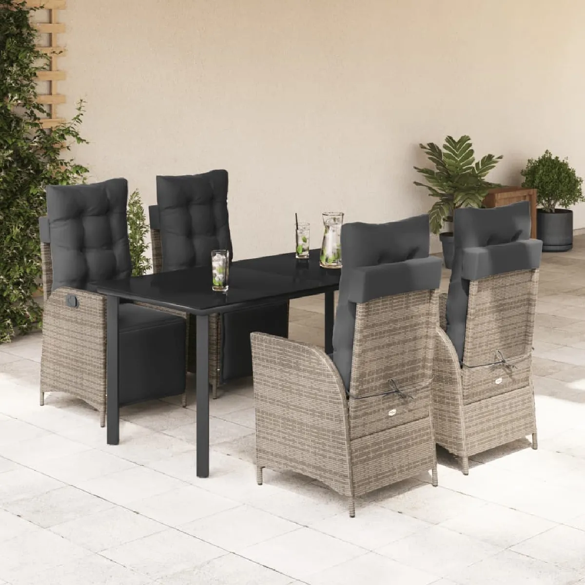 vidaXL Ensemble à manger de jardin 5 pcs Coussins résine tressée - vue 6