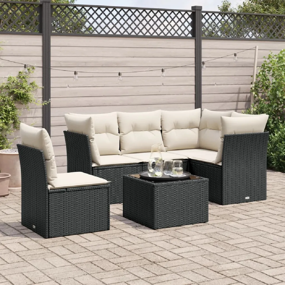 vidaXL Ensemble salon de jardin 6 pcs avec coussins Résine tressée