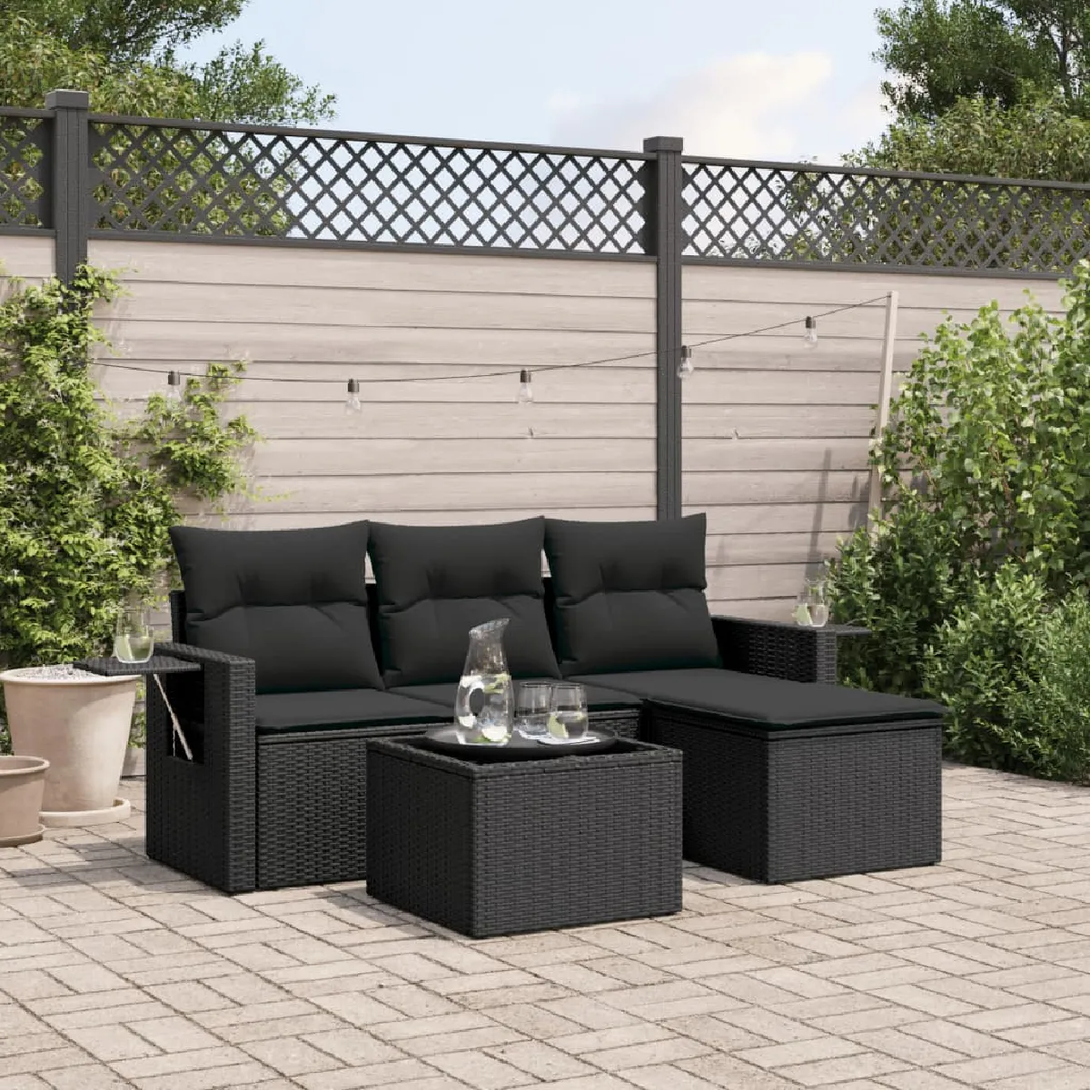 vidaXL Salon de jardin 4 pcs avec coussins Aluminium - vue 10