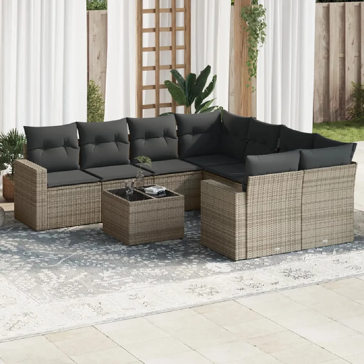 vidaXL 9 pcs salon de jardin résine tressée - vue 4