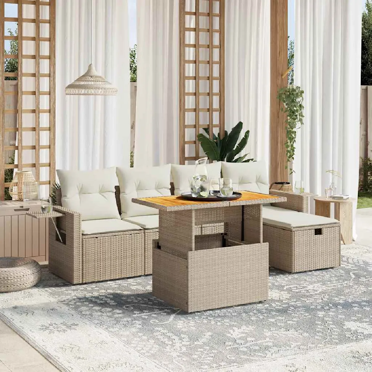 VidaXL Ensemble Salon de Jardin 6 Pcs - vue 3