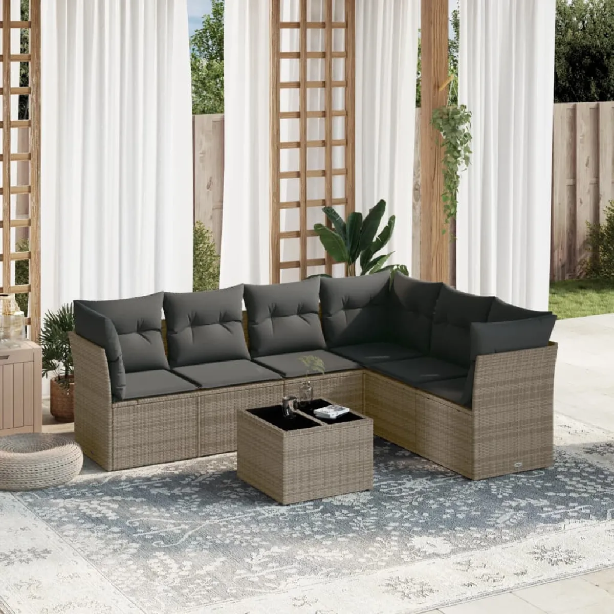 vidaXL Ensemble Salon de jardin 7 pcs - vue 7