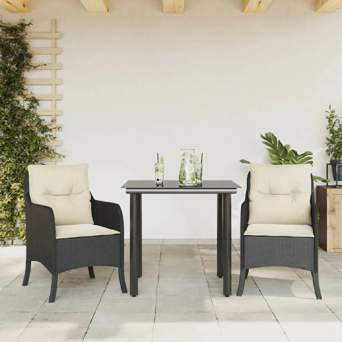 vidaXL Ensemble à manger de jardin 3 pcs Résine tressée