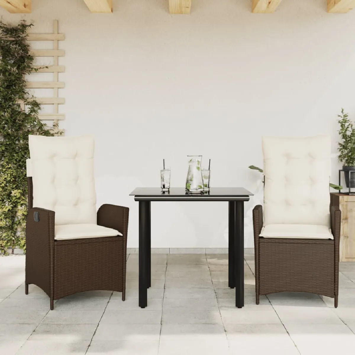 Vidaxl Marron Ensemble À Manger 3 Pcs
