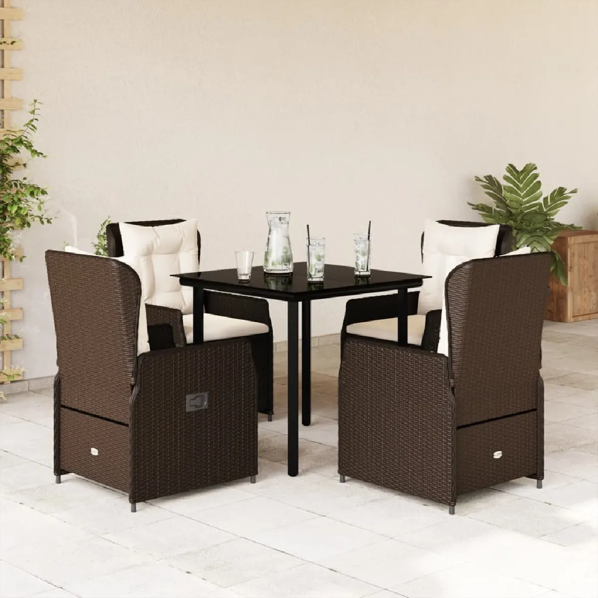 vidaXL Ensemble à manger 5 pcs poly rotin - vue 2