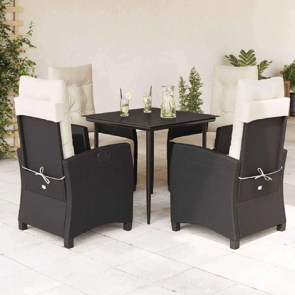 Non Communiqué Gris Vidaxl Ensemble À Manger De Jardin Avec Coussins 5 Pcs, Table Et Chaises Avec Dossier Réglable, Meubles D'extérieur, 3212724 - Image 3