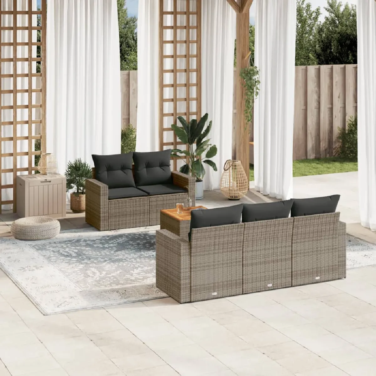 Salon de jardin VidaXL 6 pièces Résine tressée - vue 6