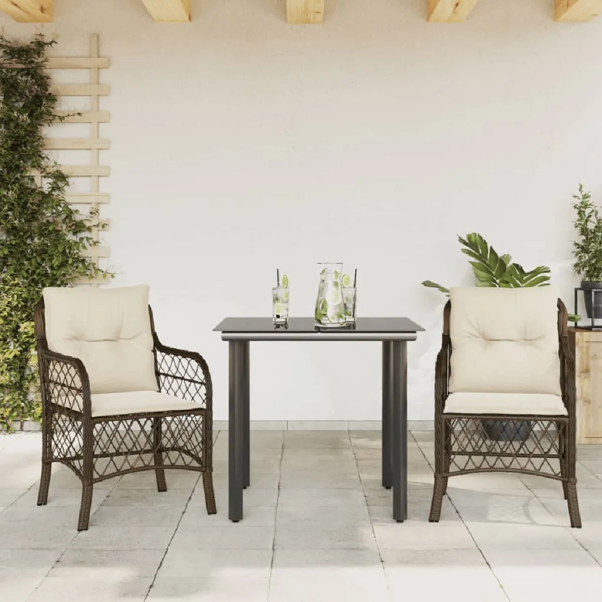 Vidaxl Marron Ensemble De Bistro 3 Pcs