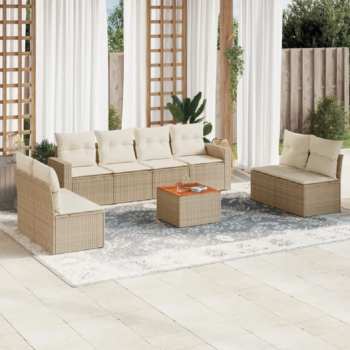 vidaXL Salon de jardin 9 pcs résine tressée avec coussins - vue 3