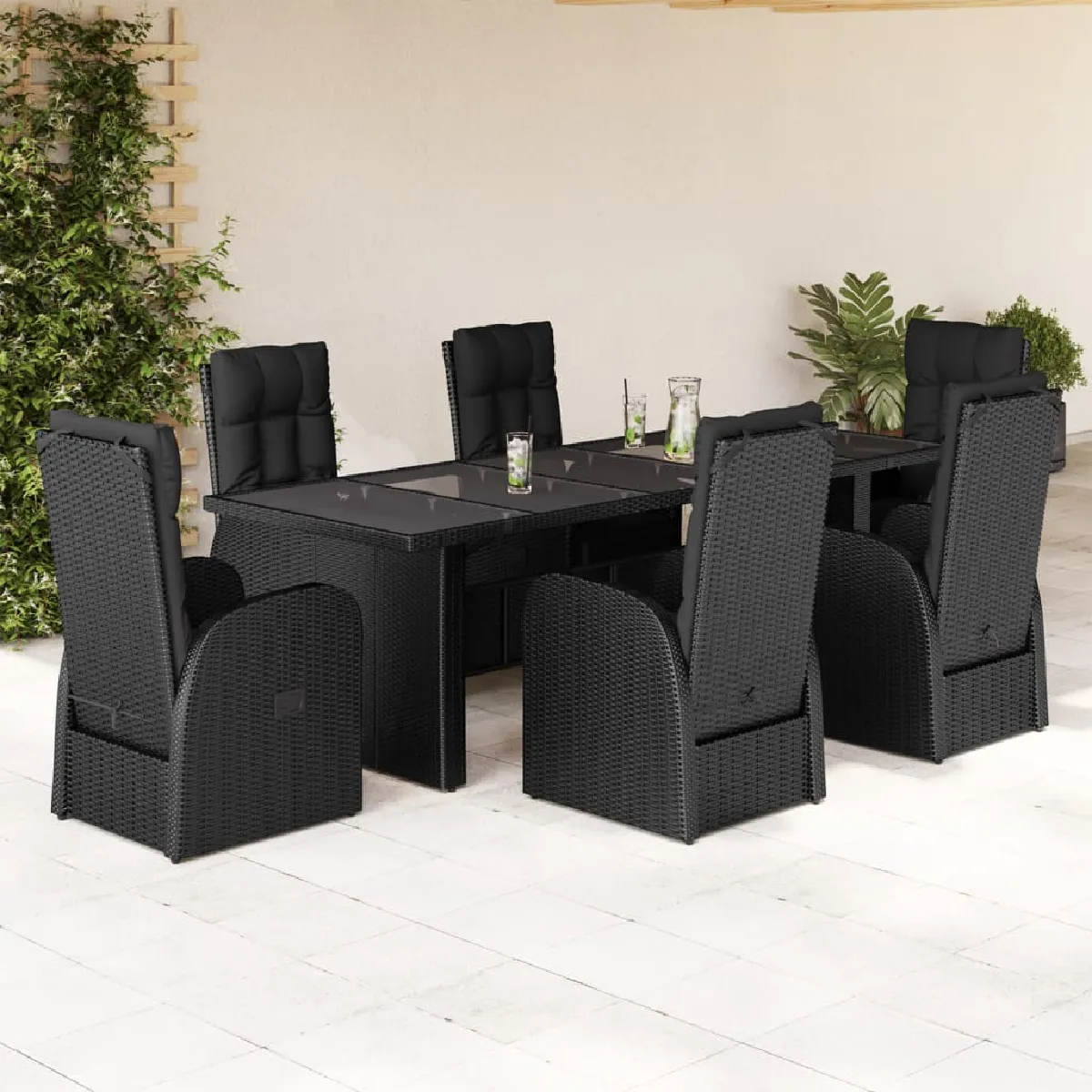 vidaXL Ensemble à manger de jardin 7 pcs résine tressée - vue 2