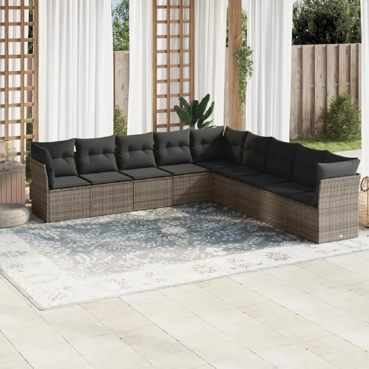 Salon de jardin vidaXL 9 pcs résine tressée - vue 8