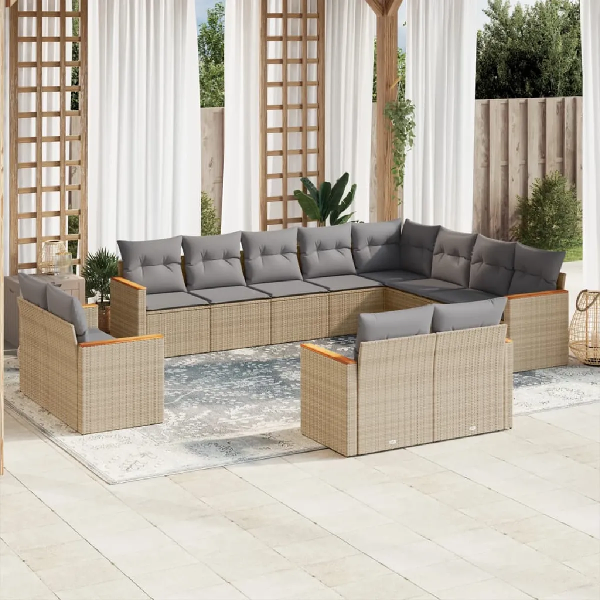 VIDAXL  Salon de jardin 12 pcs - R&eacute;sine tress&eacute;e beige mix