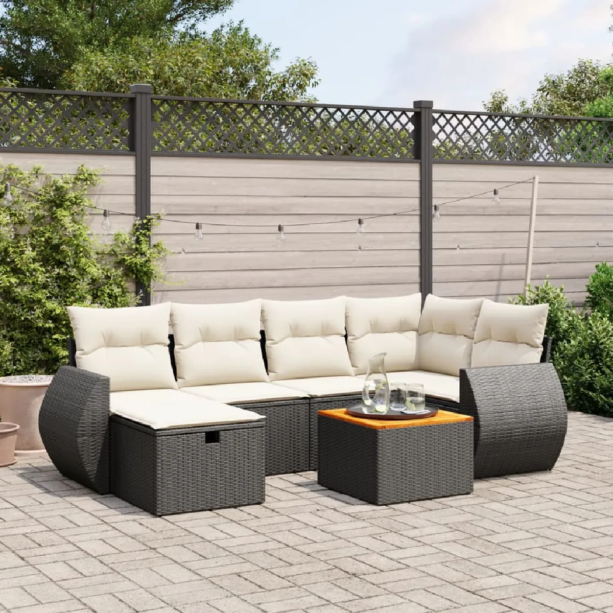 vidaXL Salon de jardin 7 pcs résine tressée - vue 10