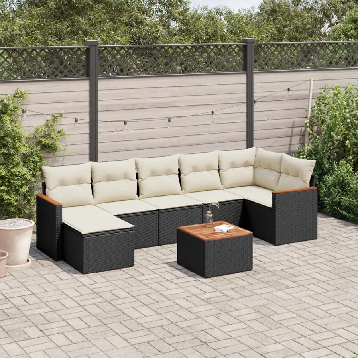 vidaXL Salon de jardin - 8 pcs - Noir