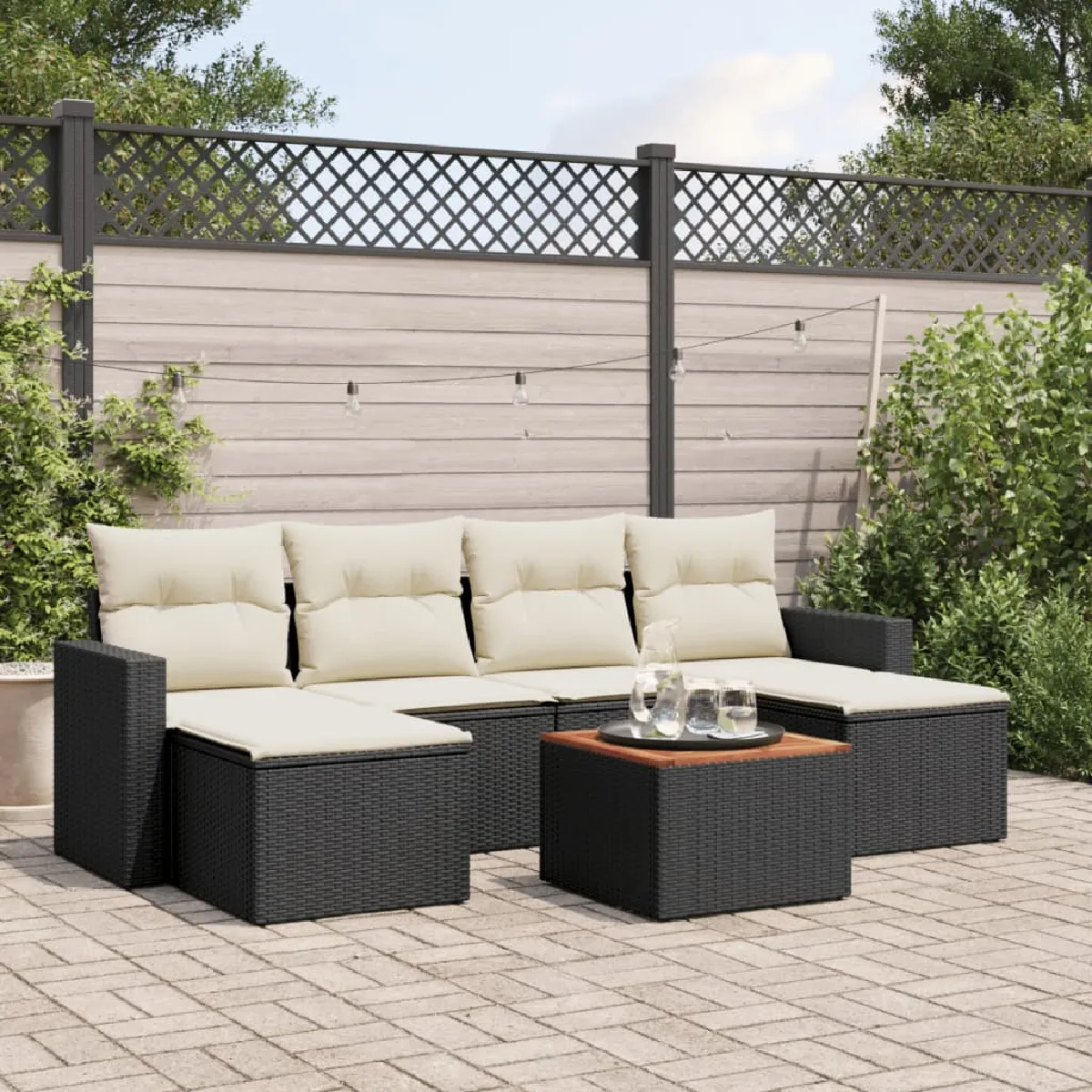 vidaXL Ensemble de jardin 7 pcs avec coussins Résine Tressée - vue 2