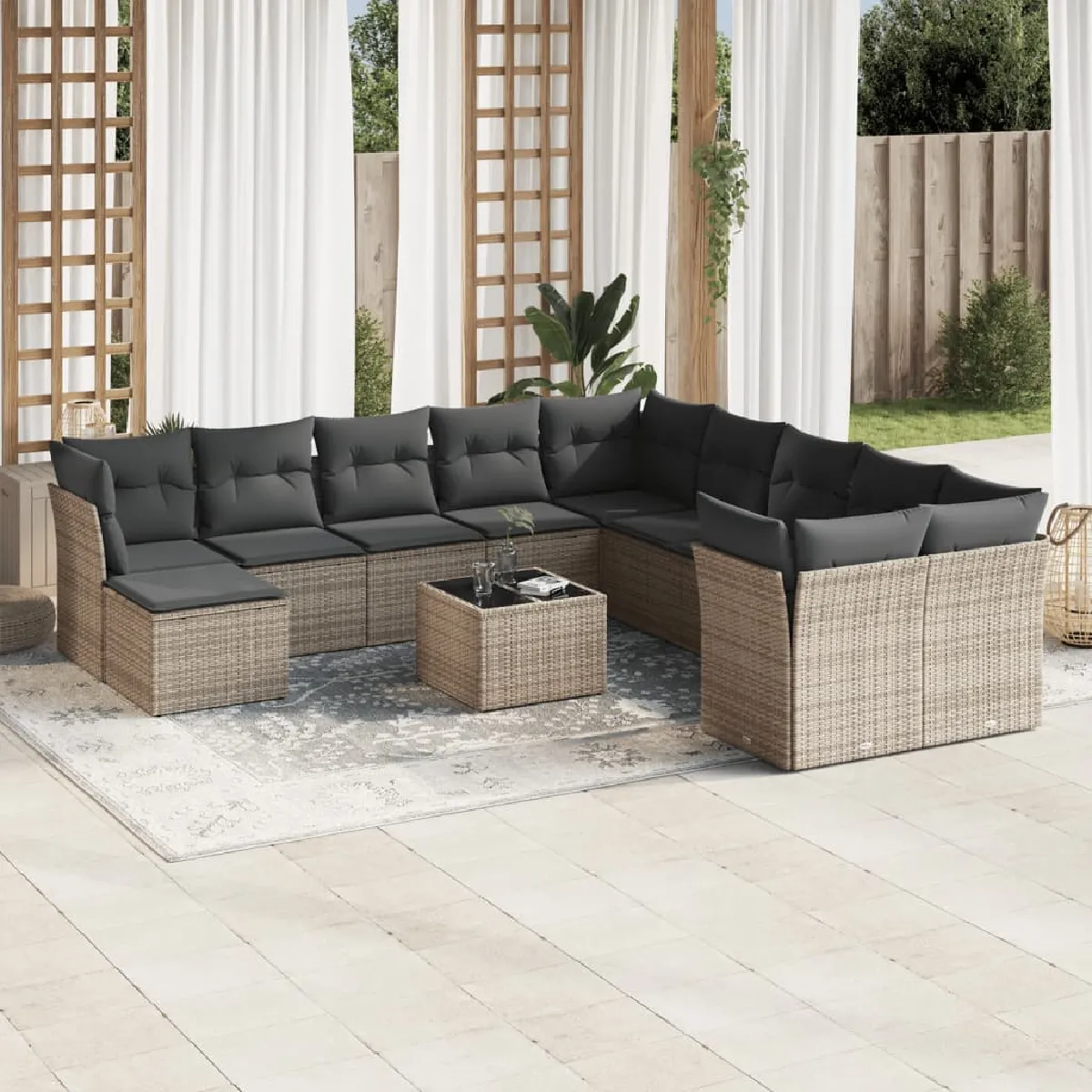 VIDAXL  Salon de jardin 12 pcs - Gris