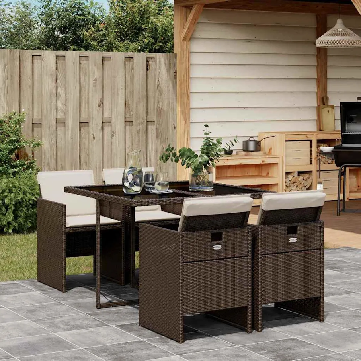 vidaXL - Salon de Jardin - Ensemble Repas 5 Pièces - Table et Chaises de Terrasse - Image 3