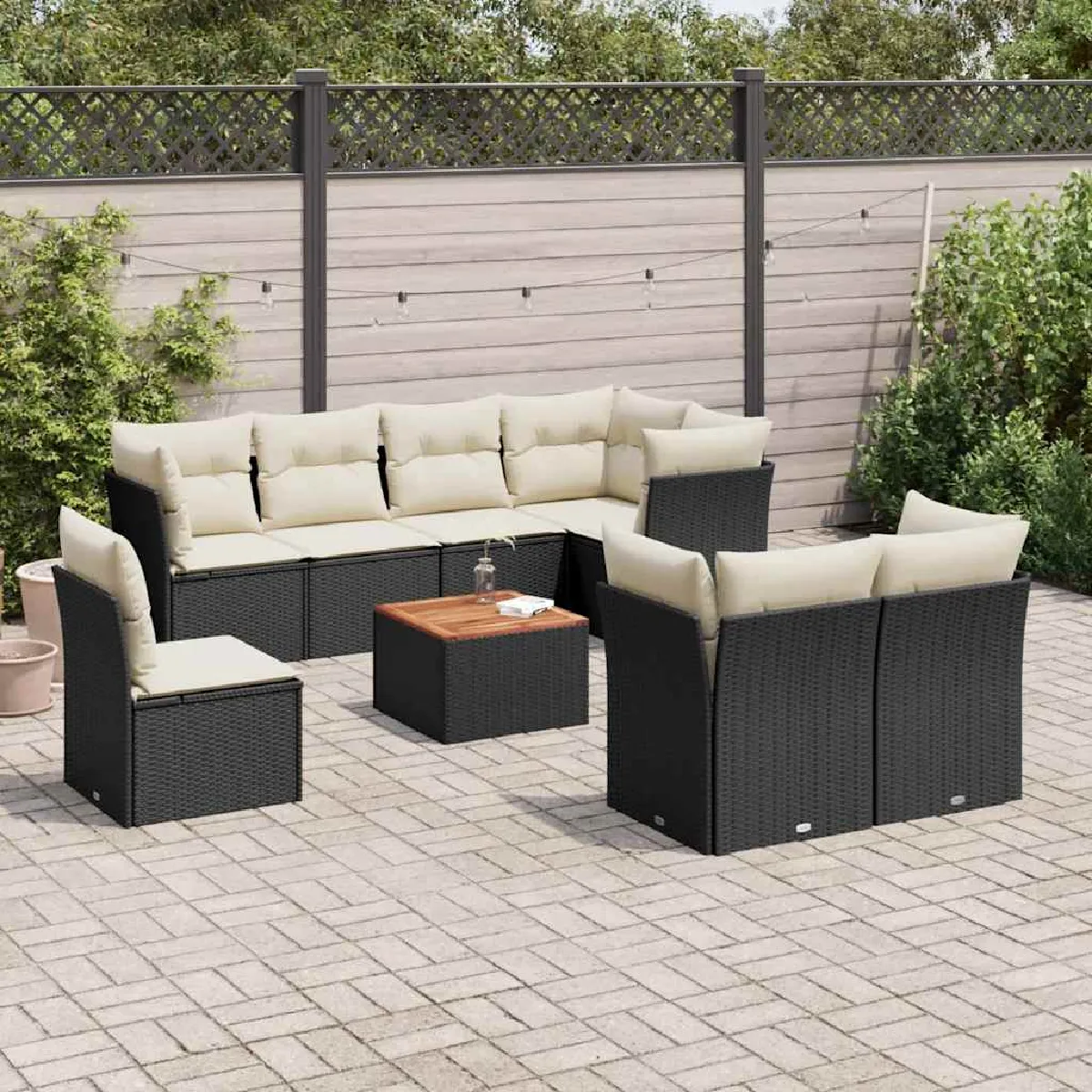 vidaXL Salon de jardin 9 pcs Résine tressée - vue 2