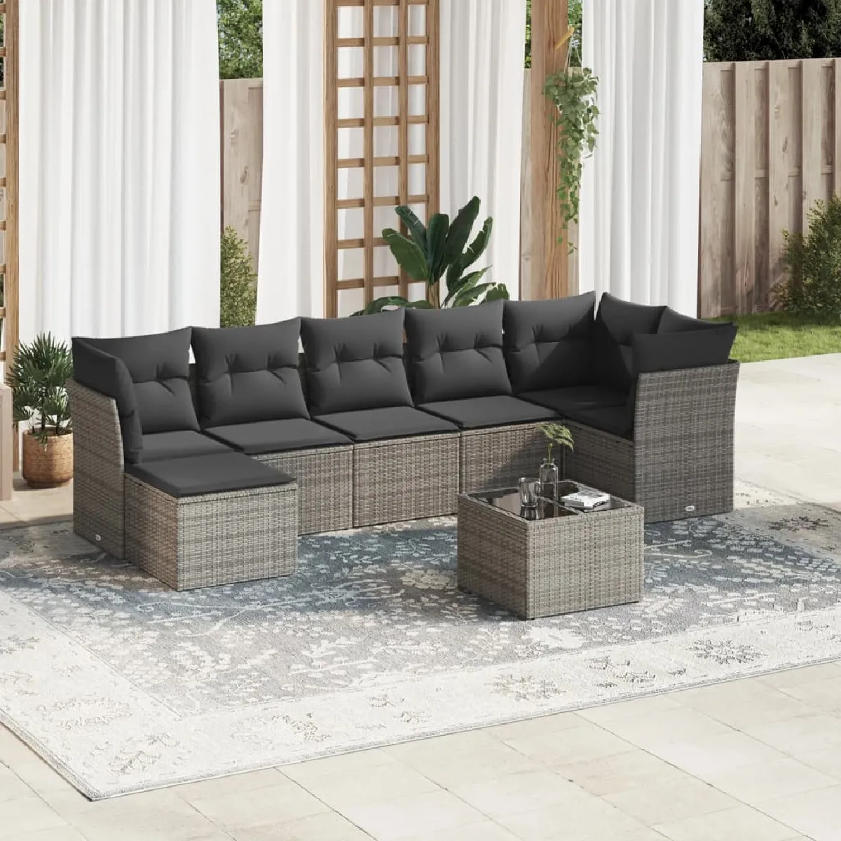 VIDAXL  Salon de jardin 8 pcs - Gris