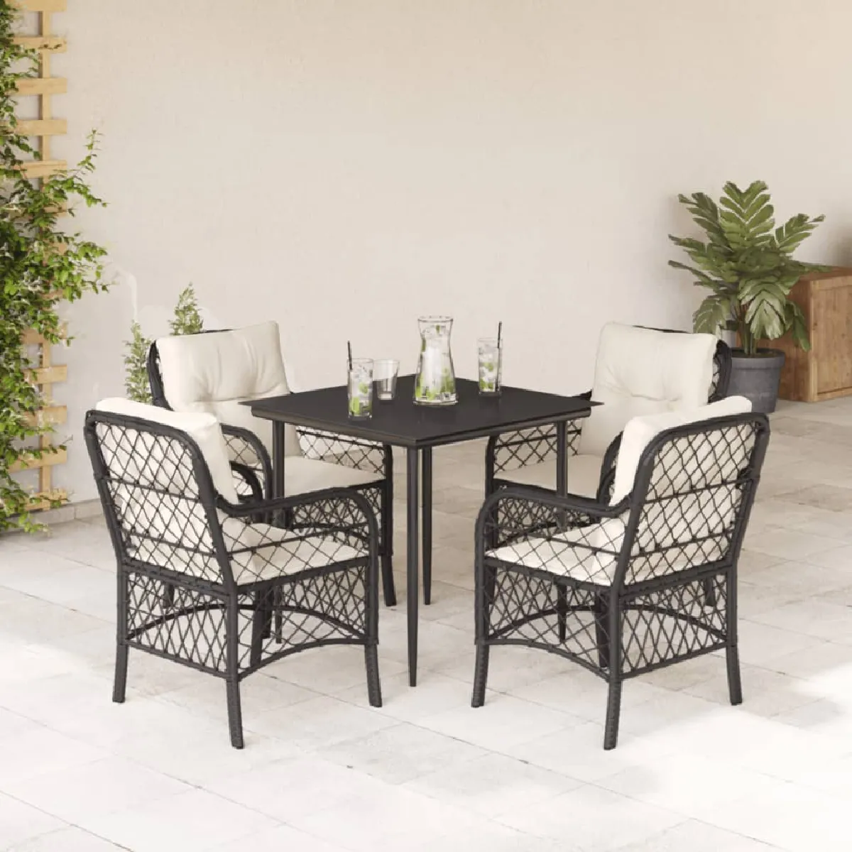 vidaXL Ensemble à Manger Jardin 5pcs Résine Tressée