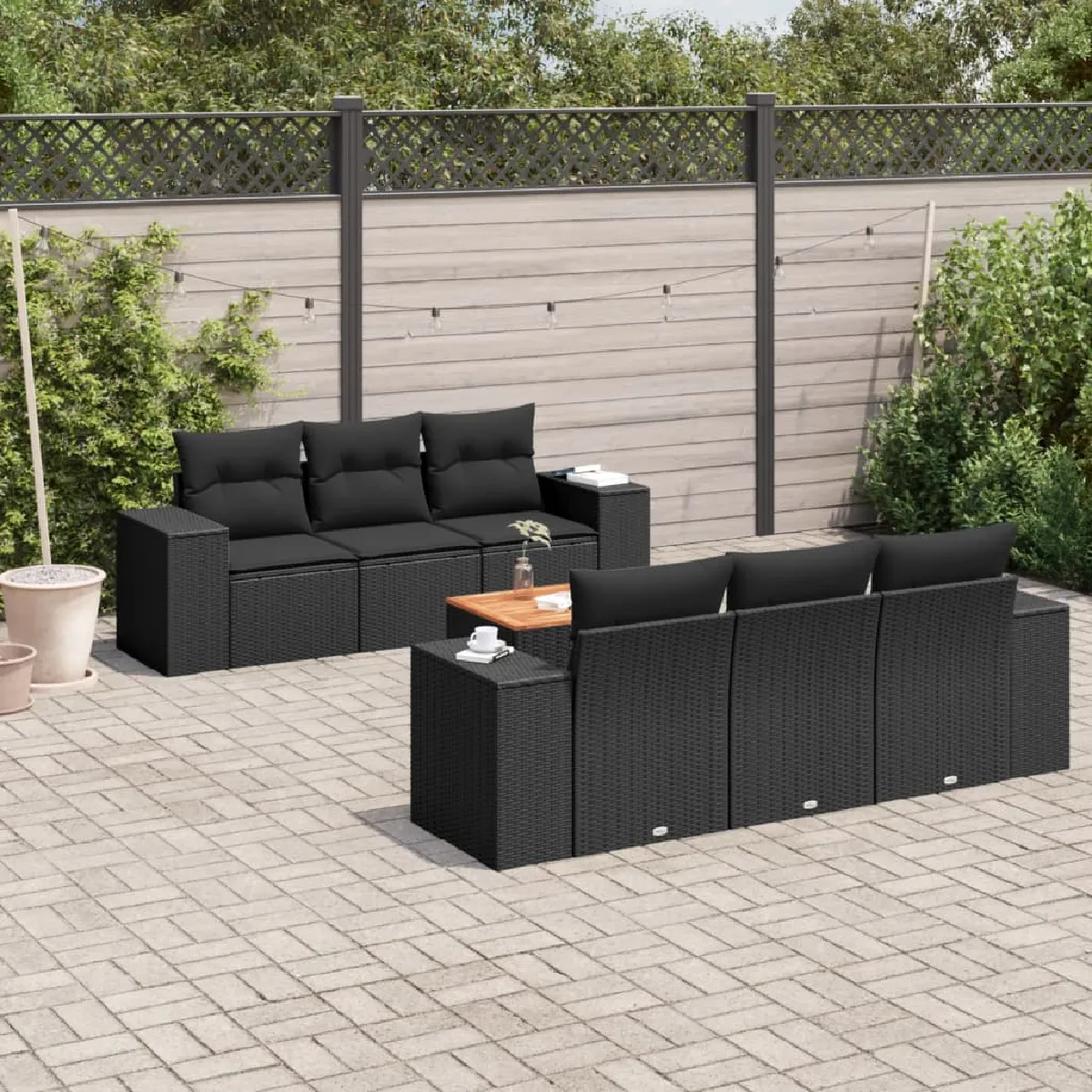vidaXL Ensemble de jardin 7 pcs avec coussins Résine Tressée - vue 3