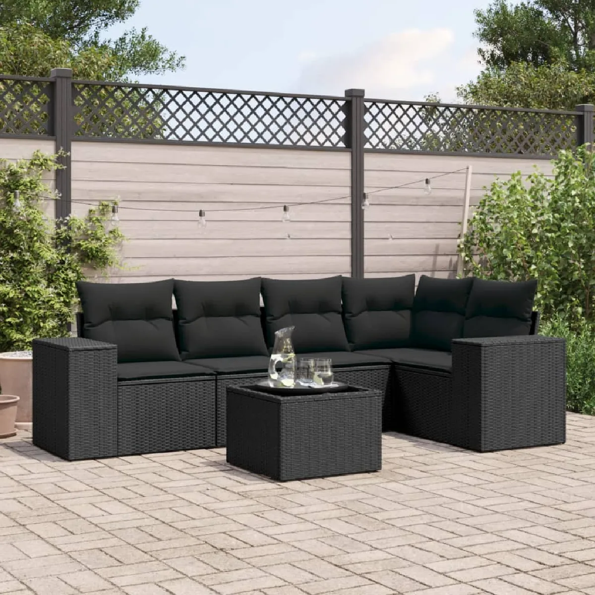 vidaXL Salon de jardin 6 pcs avec coussins résine tressée 3225860 - vue 7