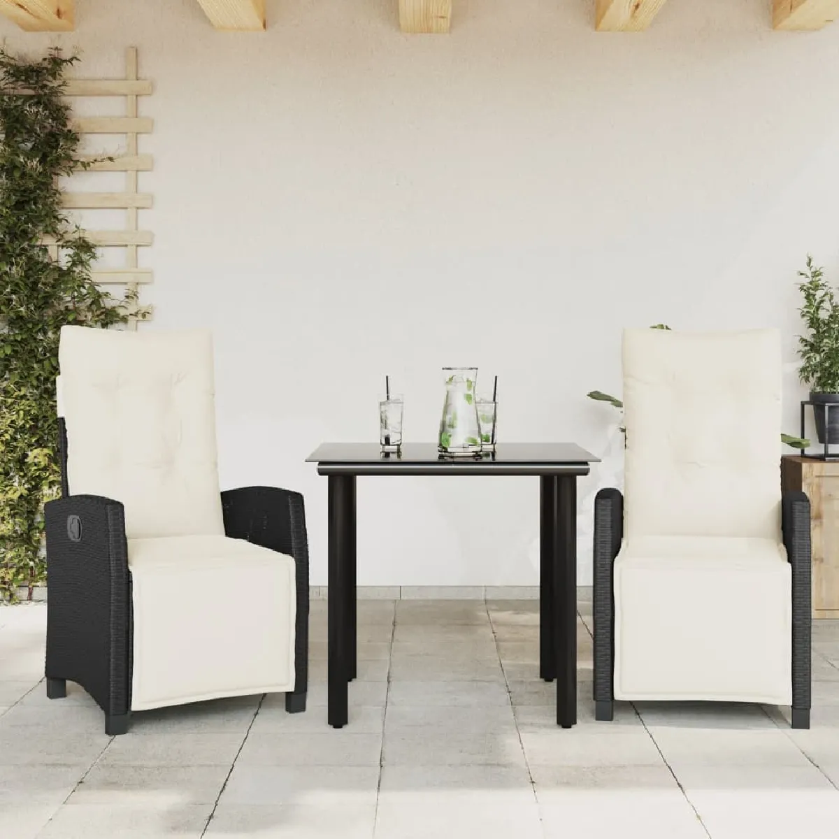 vidaXL Ensemble de Salle  à Manger de Jardin 3 pcs Mobilier à Dîner Table et Chaises de Repas Meubles de Terrasse Patio 3099401 - vue 10