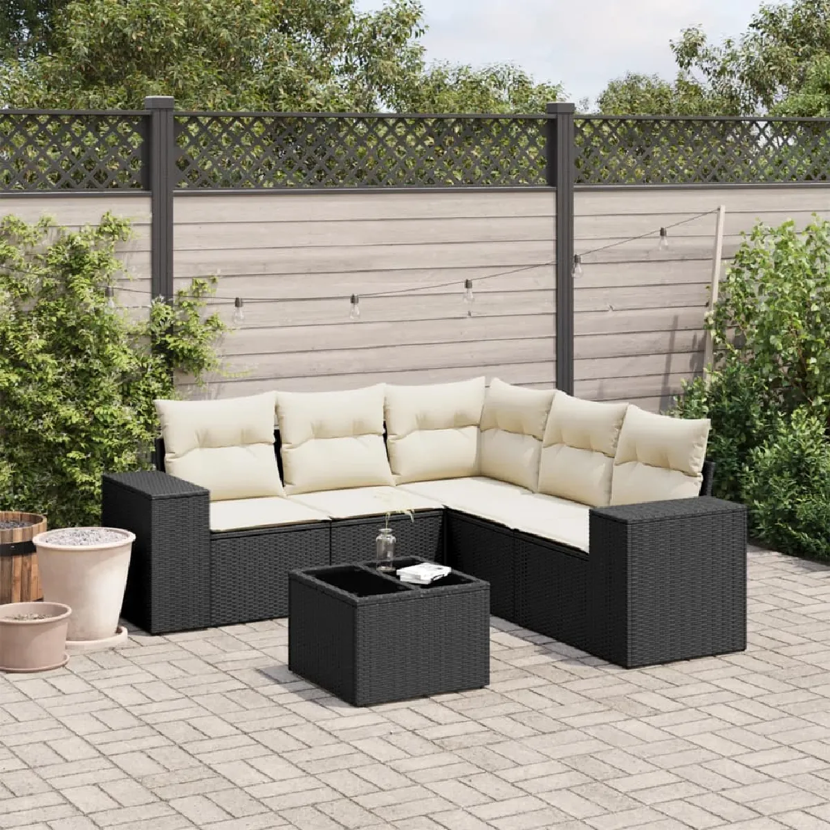 vidaXL Salon de jardin 6 pcs résine tressée Coussins - vue 2
