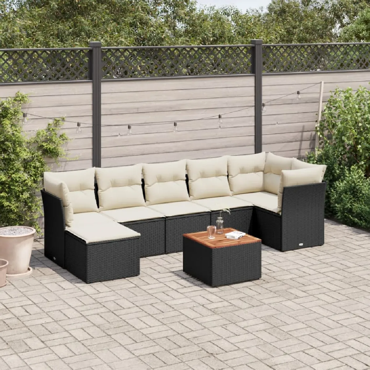 vidaXL Salon de jardin 8 pcs - Noir Résine Tressée