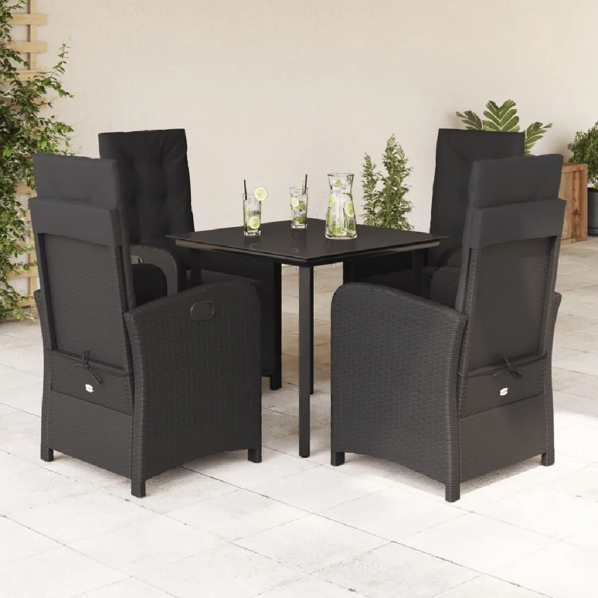 Vidaxl Noir Ensemble À Manger De Jardin - Résine Tressée