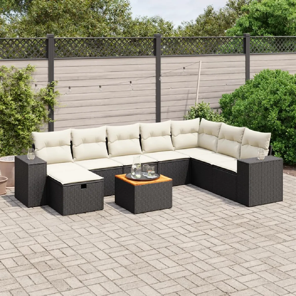 vidaXL Salon de jardin 9 pcs avec coussins - vue 5
